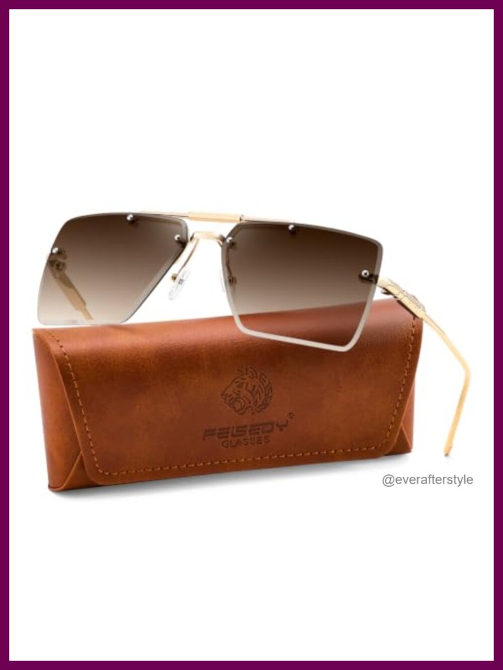Rimless Aviator Sunglasses UV400 Metal Frame Gradient Lens Unisex
